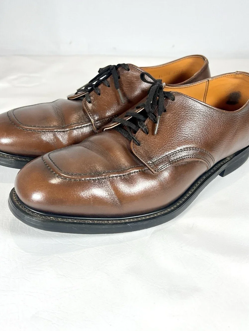 Vintage Red Wing 10438 Moc Toe Shoes Mens Brown Leather Safety Oxford ANSI USA